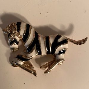 Zebra brooch 1940's costume jewelry